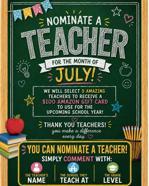 🍎✏️ Do you know an incredible teacher who goes above and beyond every day? Now’s your chance to give them the recognition they deserve! ♥️

This July, we’re celebrating the amazing educators in our community by giving FIVE deserving teachers each a $100 Amazon Giftcard to help them get ready for the upcoming school year 📚✨

🍏 To nominate a teacher, simply comment their name, school, and grade they teach below 👇

Nominations are open all month long, and our 5 winners will be selected at the beginning of August! 🩵

#TeacherAppreciation #WeLoveOurTeachers #Community #Orthodontist #Orthodontics #SouthwestFlorida