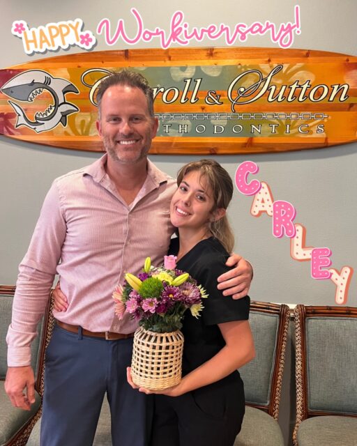 Happy Workiversary, Carley! 🌸✨Your positive energy is magnetic & you make the office brighter each day! ☀️ We’re so thankful you’re a part of our CSO 🦈 fam! 🩵🤍🦷