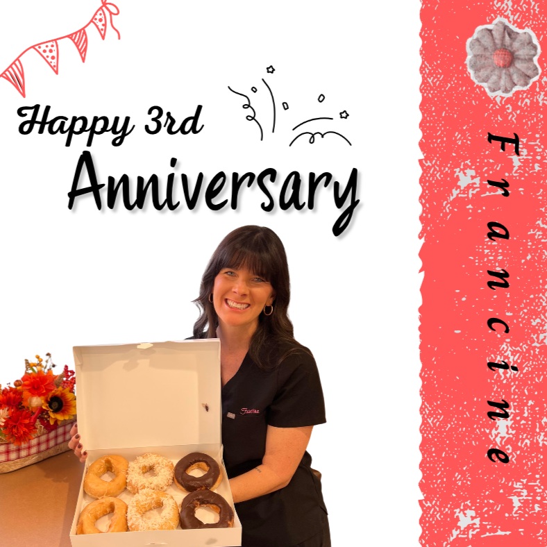 🎉💕 Happy 3-Year Work Anniversary, Francine! 💕
Three years of smiles, laughter, and being an amazing part of our CSO family! 🦷✨
We are so grateful for all your hard work, dedication, and the positivity you bring to our team every day.
Cheers to 3 wonderful years and many more to come! 🥳💗
Help us wish Francine a HAPPY WORK ANNIVERSARY! 🎉🎈