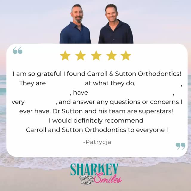 ⭐️⭐️⭐️⭐️⭐️ Sharkey Smiles Review 🦈 
We’re so grateful for such kind words like these! 💙 Our team is passionate about creating confident smiked and caring for every patient like family. Thank you for always trusting us with your orthodontic care 🦷💫
#carrollandsuttonorthodontics #orthodontistoffice #orthodontics #orthodontist #braces #aligners #floridaorthodontist